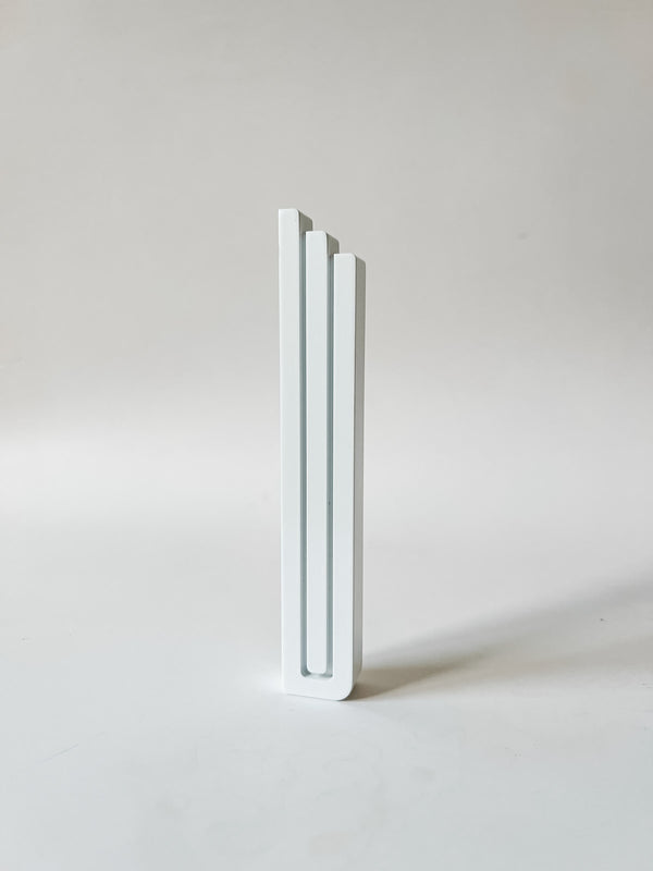 Modern mezuzah, anodized aluminum, white- Peace Love Light Shop 