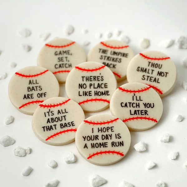 Marzipan baseball conversation tiles, funny gift- Peace Love Light Shop