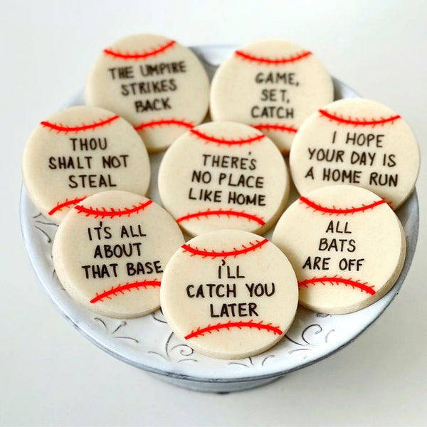 Marzipan baseball conversation tiles, funny gift- Peace Love Light Shop