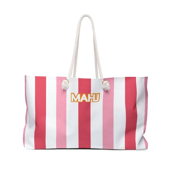 Mah Jong Tote Bag, Pink Stripe- Peace Love Light