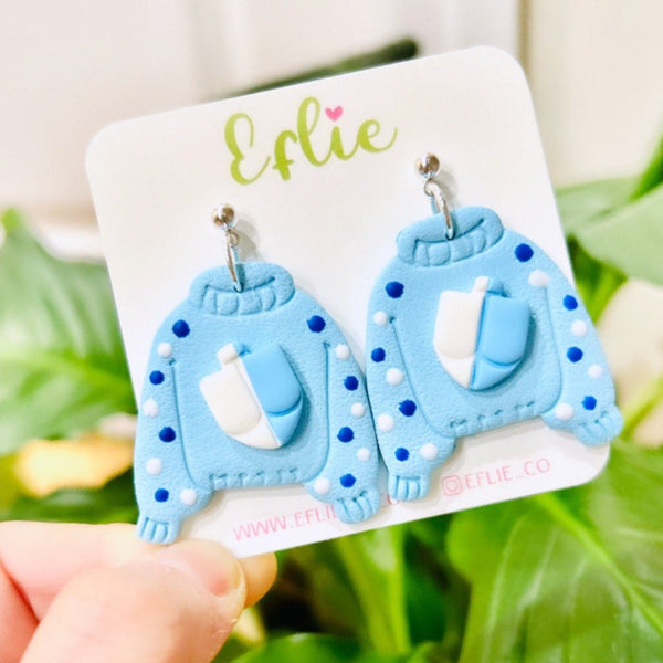 Hanukkah sweater earrings, Hanukkah Gift- Peace Love Light Shop