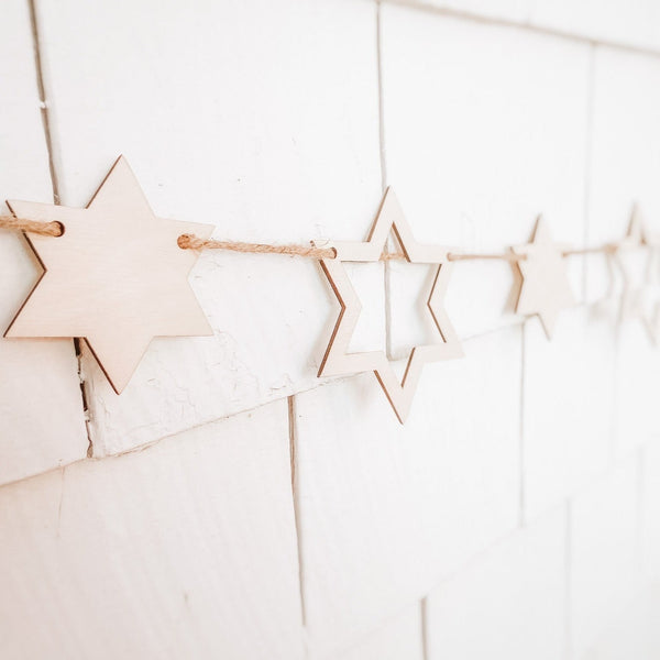 Hanukkah wood star of David banner- Peace Love Light Shop