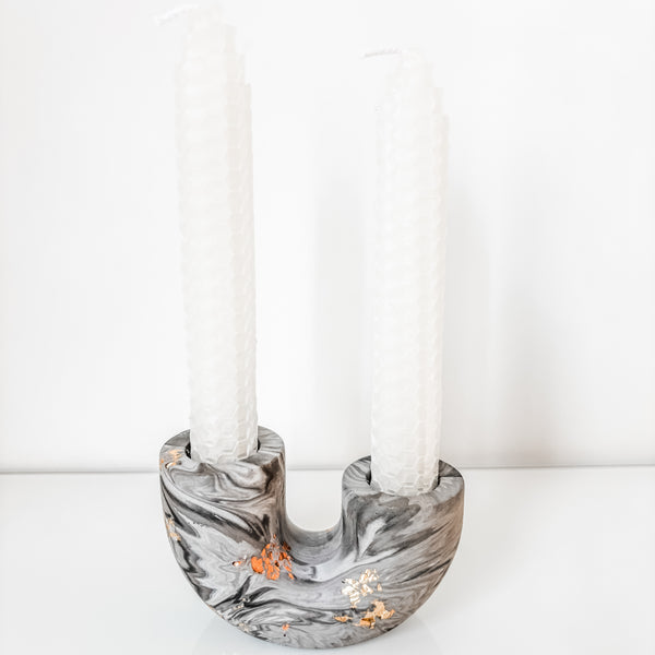 Modern u shape Shabbat candle holder- Peace Love Light Shop