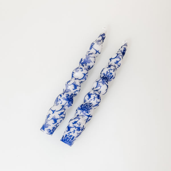 Blue printed candles- Peace Love Light Shop