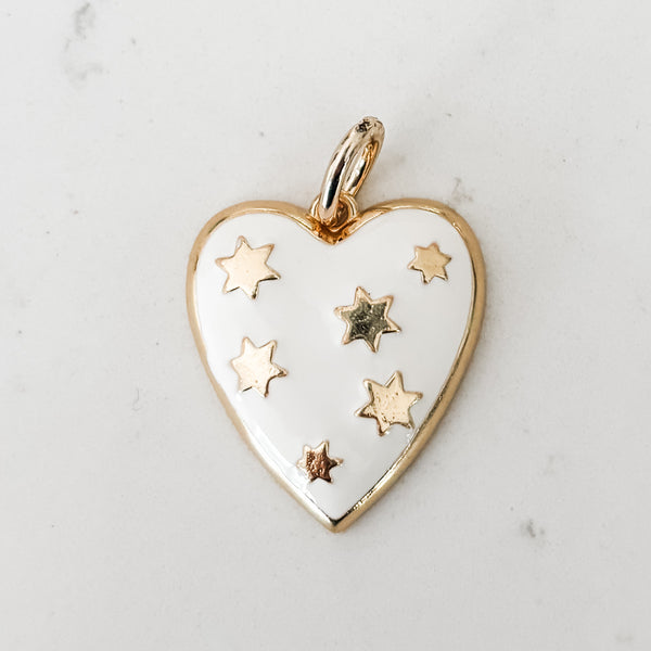 Jewelry- Charm Star of David White Enamel Heart- Peace Love Light Shop