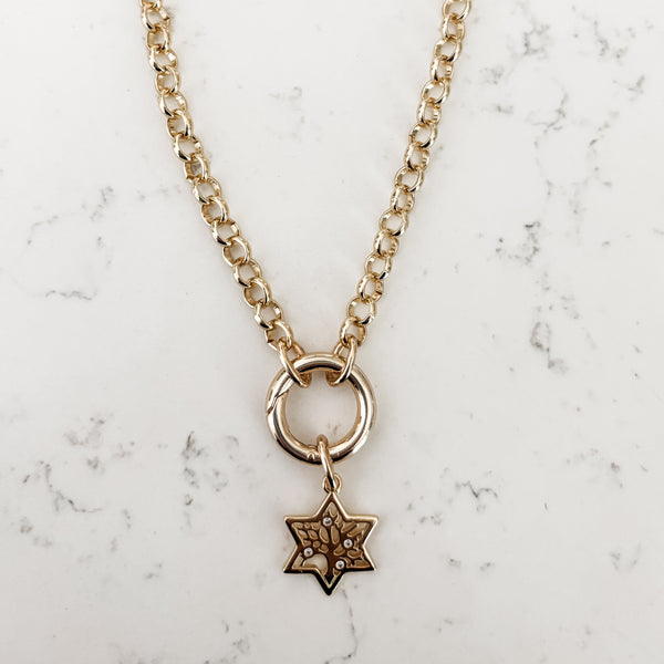 Charm Necklace, Jewish Jewelry, Star of David Tree of Life- Peace Love Light Shop