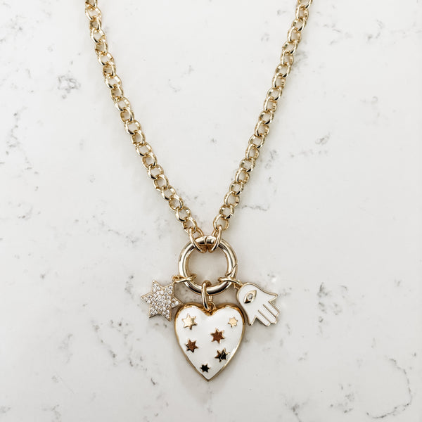 Charm Necklace Trio, Jewish Jewelry, Star of David- Peace Love Light Shop