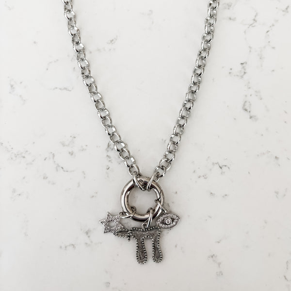 Charm Necklace Trio, Jewish Jewelry, Star of David, Chai- Peace Love Light Shop