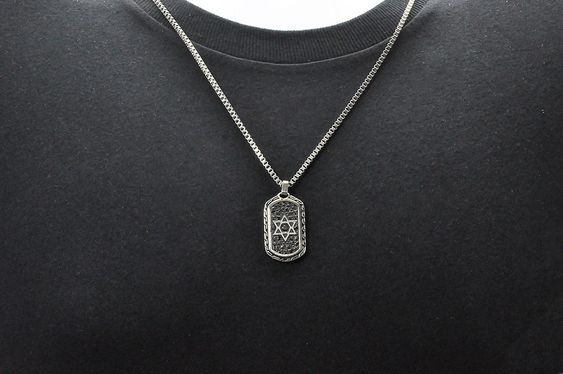 Men's star of David cubic zirconia necklace- Peace Love Light Shop