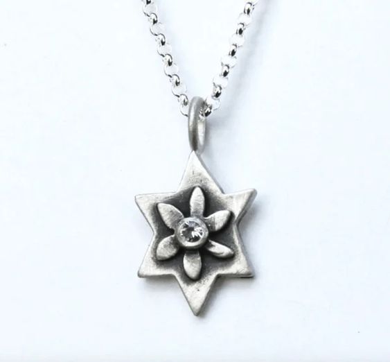 Star of David Botanical Necklace, Sterling Silver- Peace Love Light Shop