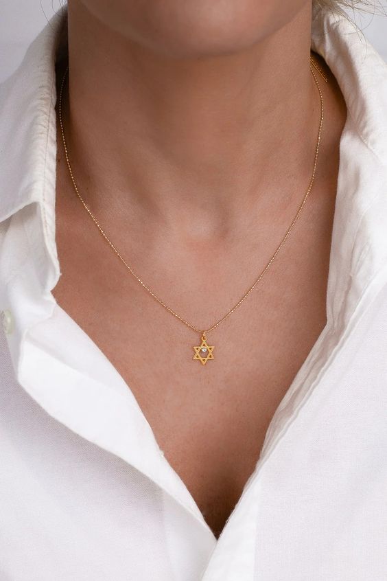 Star of David Necklace with Crystal- Peace Love Light Shop