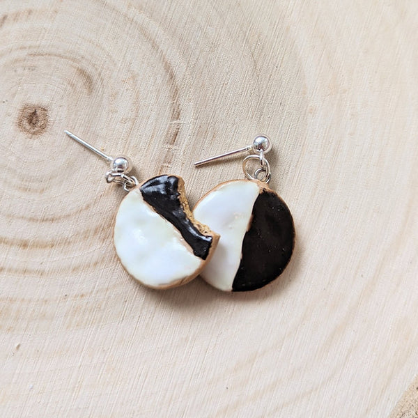 Black and White Cookie Earrings, Peace Love Light Shop
