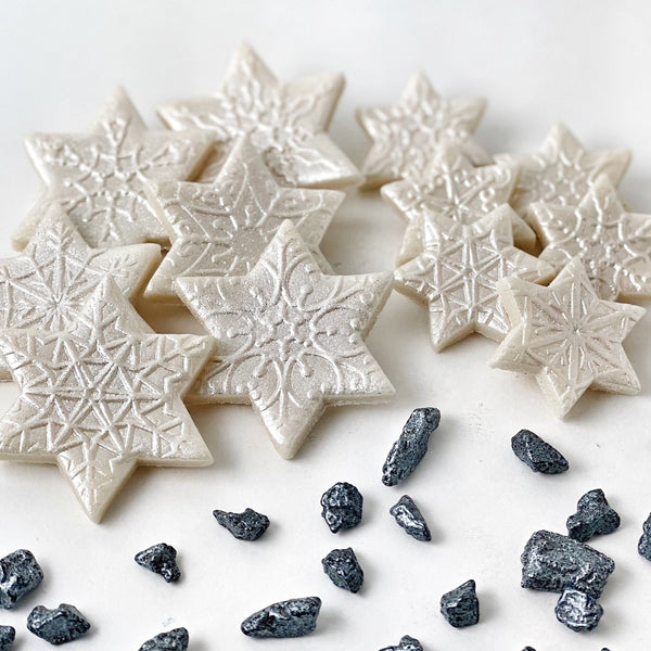 Hanukkah Marzipan Star of David snowflakes- Peace Love Light Shop