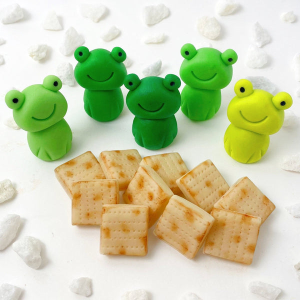 Passover Gift- Marzipan Frogs and Mini Matzoh Tiles