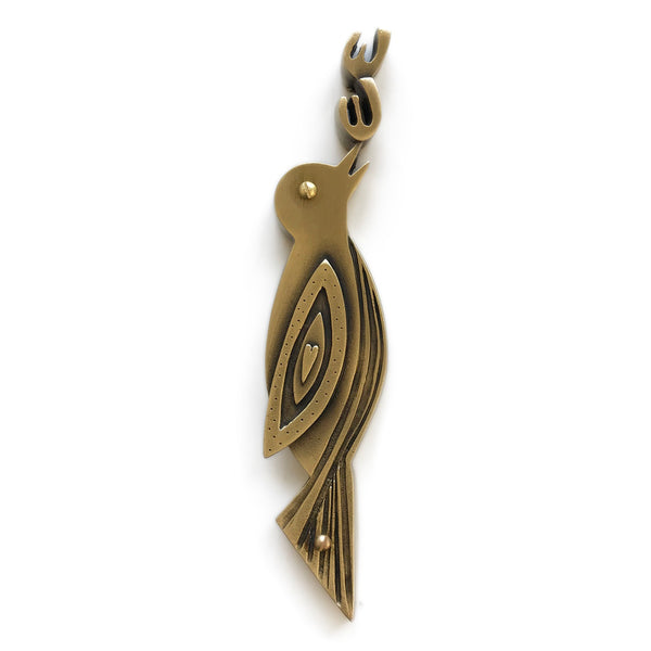 Modern Brass Mezuzah, Songbird- Peace Love Light Shop