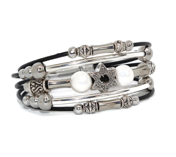 Star of David Leather Bracelet- Peace Love Light Shop
