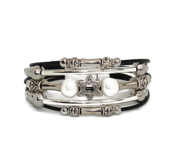 Star of David Leather Bracelet- Peace Love Light Shop
