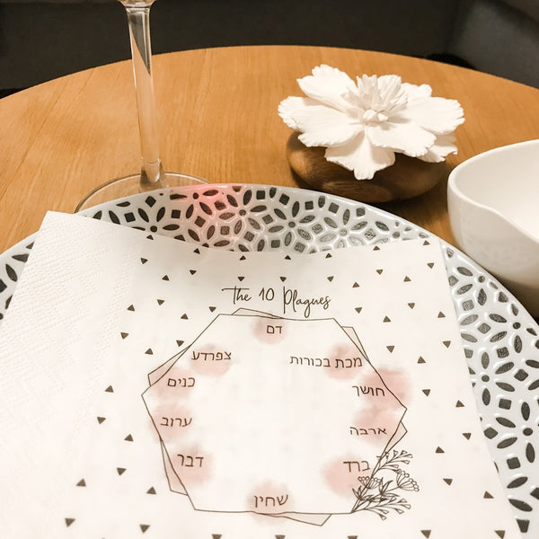 Passover Napkins, Ten Plague for Dipping, Passover Decorations- 20 Pack - Peace Love Light Shop