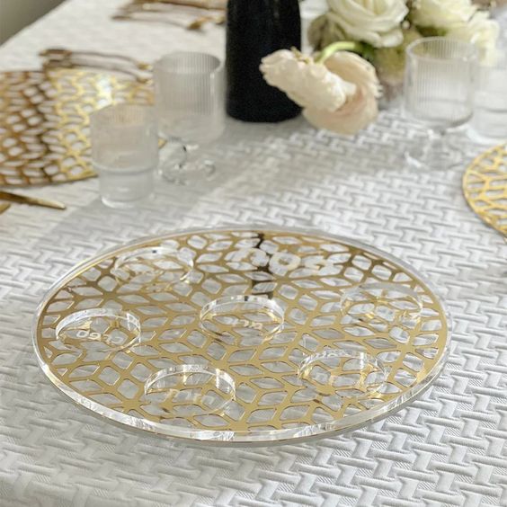 Lucite Laser Cut Modern Seder Plate - Peace Love Light Shop
