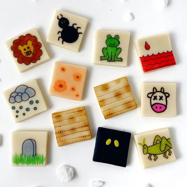 Passover Marzipan Ten Plague Tile Set, Hostess Gift - Peace Love Light Shop