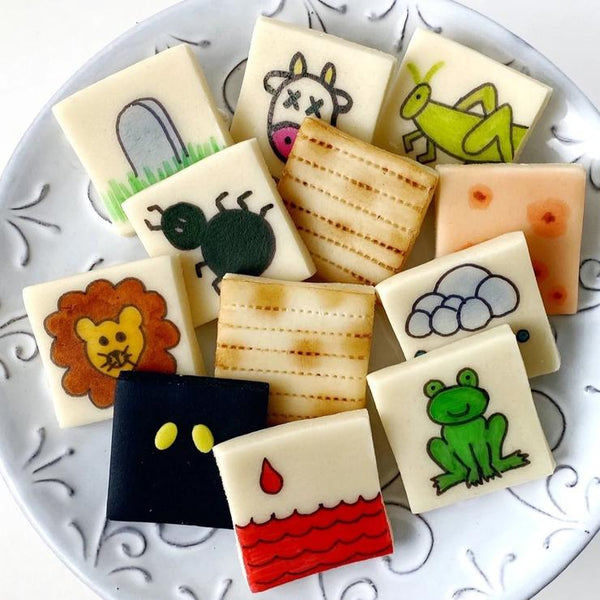 Passover Marzipan Ten Plague Tile Set, Hostess Gift - Peace Love Light Shop