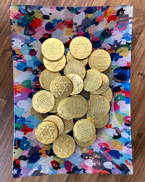 Rainbow dreidel Hanukkah tray- Peace Love Light Shop/Arielle Zorger Designs