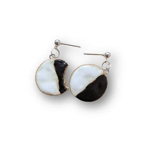Black and White Cookie Earrings, Peace Love Light Shop